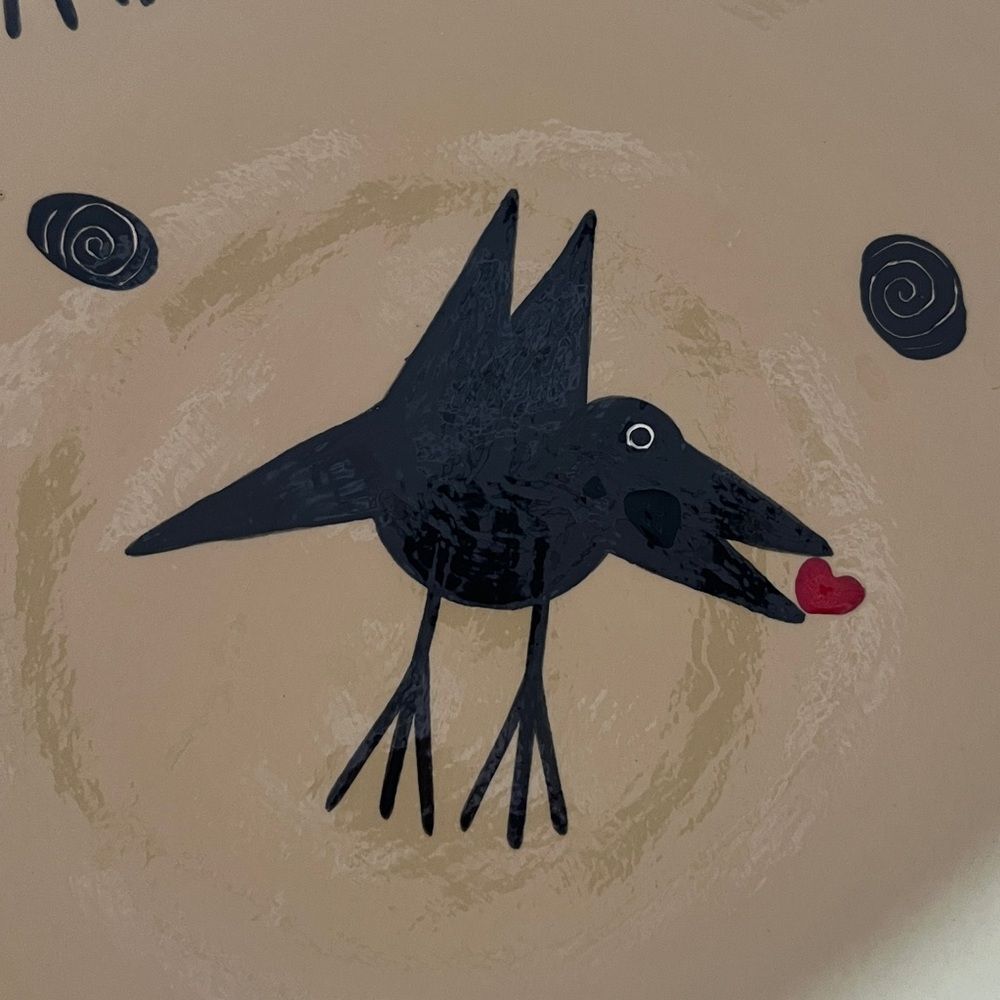 Alison Palmer Handcrafted Black Bird and Yellow Ceramic over Metal Bowl - Picture 7 of 7